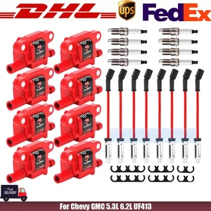 For Chevy GMC 5.3L 6.2L UF413 High Performance Ignition Coil & Spark Plug & Wire - Picture 1 of 13