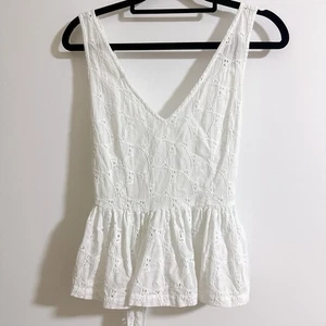 ASOS Women’s Embroidered Lace Tank Top Ivory Cotton Size UK 8 - Picture 1 of 4