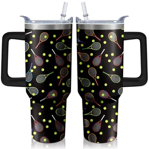 40oz Tennis Tumbler with Handle, Birthday Gift for Man, Sports Coach Insulate... - Picture 1 of 7