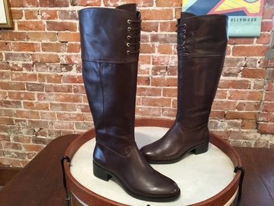 Isaac Mizrahi Leslie Botas de Montar Marrón Oscuro Cuero Detalle de Encaje 6.5 Nuevas Foto 1 de 4