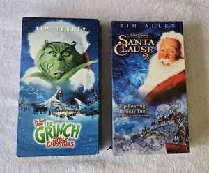 2 Classic Christmas VHS Tape Movie Lot Grinch Jim Carrey Santa Clause 2 Dr Seuss - Bild 1 von 12