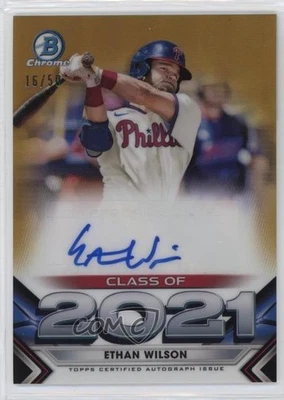 2021 Bowman Draft Class of Gold Refractor /50 Ethan Wilson #C21-EW Auto - Image 1 of 2