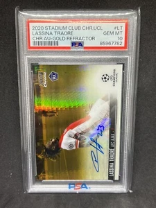 2020-21 Lassina Traore Topps Stadium Club Chrome Gold Prizm Auto RC #/50 PSA 10 - Picture 1 of 3