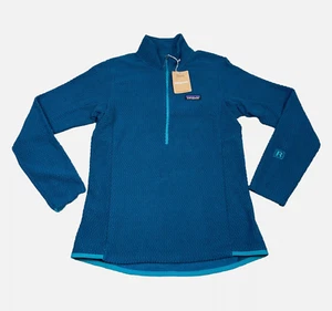New Patagonia R1 Air 1/2 Zip Neck Womens 2XL Lagom Blue Pullover Fleece Pullover - Picture 1 of 9