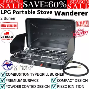 Wanderer LPG Portable 2 Burner Stove with Drip Tray Outdoor Camping Cooker New - Picture 1 of 12