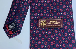 John Comfort London motivos navy & red silk ti made in England 🏴 ♠��♠��⠁�⠁�⠁�♠�� - Imagen 1 de 6