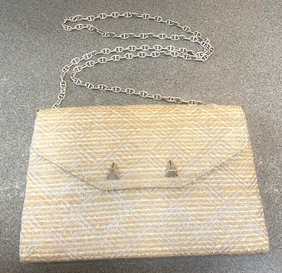 Bolso Bandolera STELLA & DOT Metálico Plata Cadena Correa Cartera Integrada Foto 1 de 4