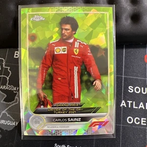 2022 Topps Chrome Sapphire Formula 1 Carlos Sainz #187 Chartreuse /199 F1 - Picture 1 of 2