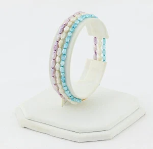 14k Yellow Gold Freshwater Natural Purple, White, Blue, Baroque Pearls 3 Strand - Picture 1 of 9