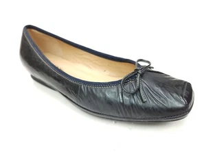 Geox Respira Ballett-Halbschuh mit Schleife Keilabsatz Größe 37 EU 7 US schwarz distressed - Bild 1 von 10