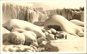 Vintage Niagara Falls RPPC Photo Postcard in Winter AZO Stamp Box 1936 - Picture 1 of 3