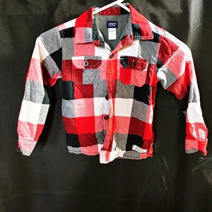 Carter's Kids Red Plaid Flannel Button Up Shirt Jacket Size 6 Shacket Lined - Picture 1 of 8