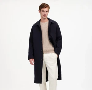 New MADEWELL Mens M Raglan-Sleeve Topcoat Italian Fabric Deep Navy $398 NS361 - Picture 1 of 6