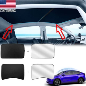 4pcs Front & Rear Roof Sunshade Top Windows Sun Shade Covers For Tesla Model 3 - Picture 1 of 16