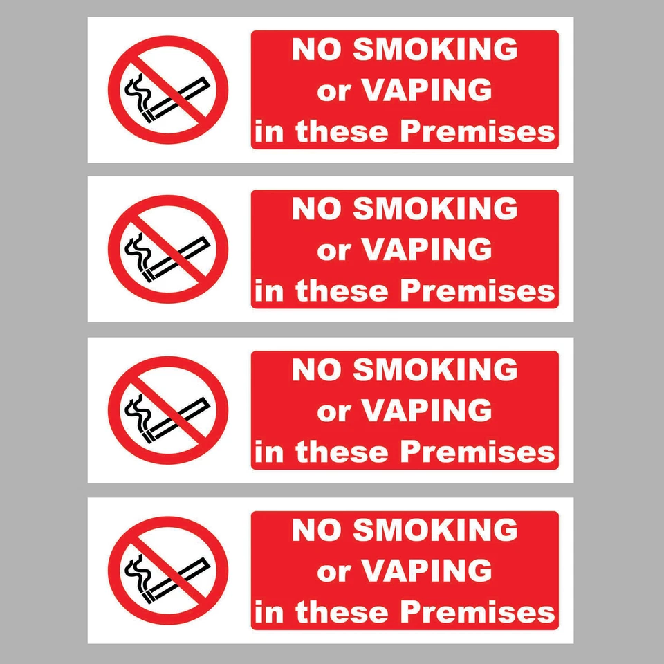 ADOREPRINT 4 x No Smoking Vaping in these Premises Self Adhesive Sticker Sign 2 Sizes Avail