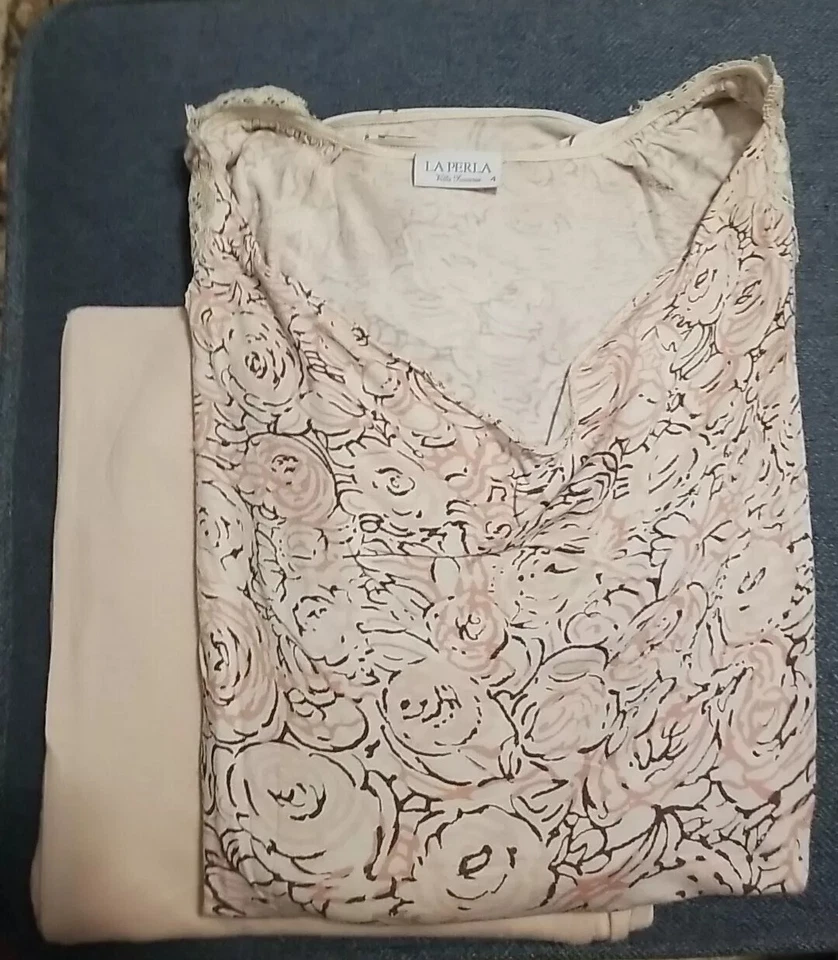 La Perla Womens Pajama Set Size L Pink Floral Super Soft - Image 1 of 4