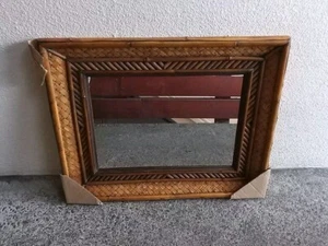 Large Bamboo Wicker Mirror Mid Century  Beach House "30 x"25 Vintage N.O.S - Picture 1 of 13