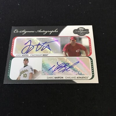 2008 Topps Co-Signers Joey Votto Daric Barton Rookie RC Dual Auto #CS-VC - Image 1 of 2
