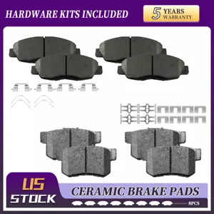 For 2012 Honda Accord Civic EX EX-L Front Rear Ceramic Brake Pads w/hardware - Picture 1 of 6
