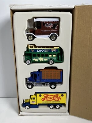 Golden Wheel Set of 4 Diecast Trucks Pepsi, Good Humor, Zoo & Mail Truck, NEW! - Image 1 of 4