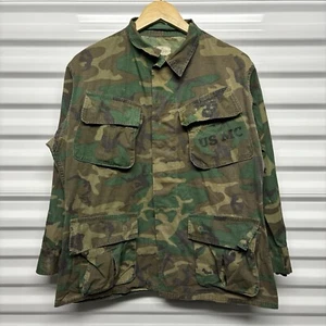 Vtg Vietnam Era Slant Pocket Jungle Jacket ERDL Camo Pattern Shirt USMC Size S/S - Picture 1 of 7