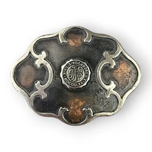 Antique Sterling On Bronze Brooch Arts & Crafts Nihil Sine Labore JTHS Heintz? - Picture 1 of 12