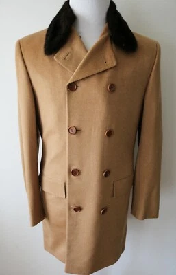 KITON Vicuna Cashmere Mink Fur Double Breasted Coat Overcoat Size 50 Euro Medium - Image 1 of 4