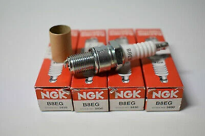 4 NGK PLUGS B8EG  RACING COMPETITION SPARK PLUG BULTACO YAMAHA SUZUKI KAWASAKI  - Image 1 of 4