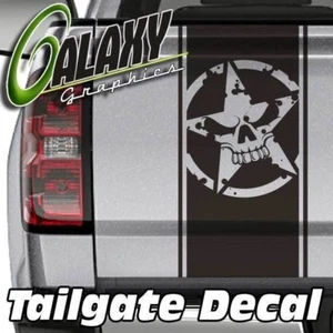 Army Star Skull Truck Bed Tailgate Decal Sticker- Fits Ram F150 Silverado Tundra - Foto 1 di 6