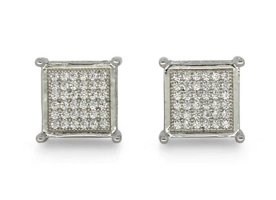 Brincos masculinos quadrados gelados folheados a ouro 14k micro pavê Cz parafuso traseiro hip hop - Imagem 1 de 4