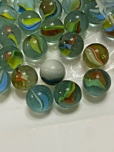 Lot of 70 Vintage Tri Color Cork Swirl Estate Marbles Glass Yellow Red 4 - Picture 1 of 5