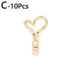 10pcs Metal Heart Clasp Snap Keychains Keyrings Swivel Lobster Hook Diy Jewelry 