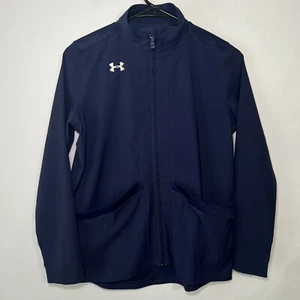 Under Armour Full Zip Jacket Youth Boys Size Large YLG Navy Blue Wind Resistant - Picture 1 of 11