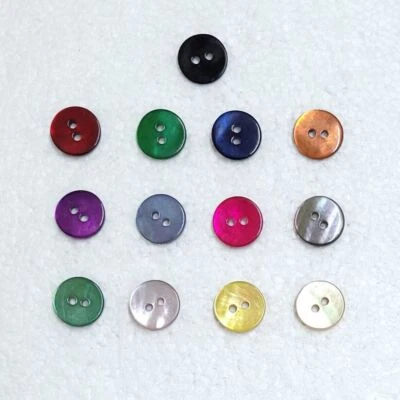 6 Shell Shirt Buttons 11mm 2 Hole Black Blue Red Green Orange Grey Pink Yellow - Image 1 of 3