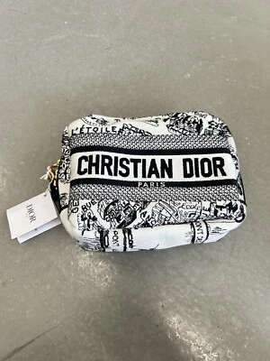 NWT Christian Dior Made in Italy Black White Plan de Paris Makeup Bag Pouch - Image 1 of 4