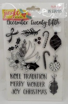 Conjunto de selos My Minds Eye Jingle All the Way acrílico transparente feriado de Natal JGL117 - Imagem 1 de 4