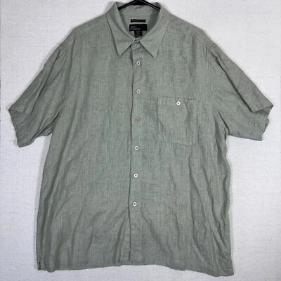 Повседневная мужская рубашка Marc Edwards из льняной смеси на пуговицах 2XL с коротким рукавом - Изображение 1 из 4