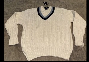 Neu Vintage Polo Ralph Lauren Sport Zopfmuster Tennispullover cremefarben Herren Größe Large - Bild 1 von 5