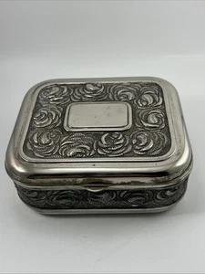 Vintage International Silver Company Silverplated Lined Casket Jewelry Box - Picture 1 of 5