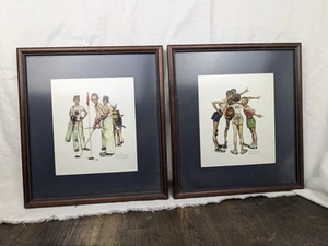 Vintage Norman Rockwell - “Missed!” Golf Art - Matted and Framed +"Oh Yeah!?" - Picture 1 of 10