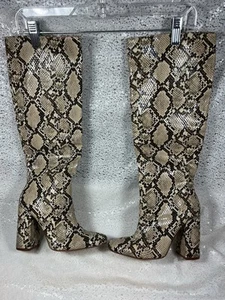 Botas hasta la rodilla Zara Trafaluc para mujer con estampado de piel de pitón marrón talla 6 - Imagen 1 de 6