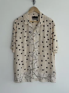 Camisa Allsaints “Aleatori” Manga Corta Viscosa Hawaiana Lunares Crema M/relajada - Imagen 1 de 12