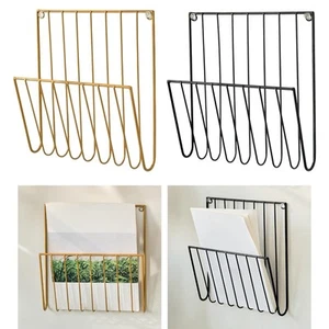 Magazine Rack Wall Mount File Holder Iron Decoration Newspaper Holder Mail - Picture 1 of 11