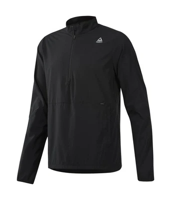 Reebok Mens Running Essentials Solid Windbreaker Jacket, Black, Medium - Image 1 of 2