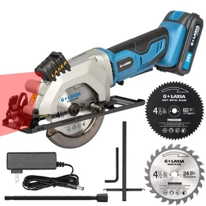 Mini Circular Saw, 4-1/2" 3400RPM Cordless Circular Saw with Laser Guide, Rip... - Picture 1 of 8