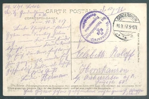 GERMANY 1917 WW1 fieldpost postcard with medical handstamp - Picture 1 of 2