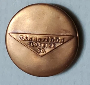 Bb JANESVILLE CLOTHING CO. Antique Brass OVERALL BUTTON Wobble shank Wisconsin - Picture 1 of 2