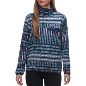 Rare Patagonia Kuta Klash Synchilla Printed Shadow Blue Fleece pullover snap-T - Picture 1 of 14
