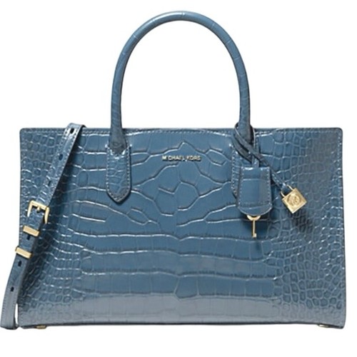 Borsa Michael Kors Medium East West nuova con etichette borsa in pelle di coccodrillo goffrata