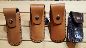 4" hellbraun & braun Echtleder Gürtel Messer Taschenhalter handgefertigt je 8 $ - Bild 1 von 3
